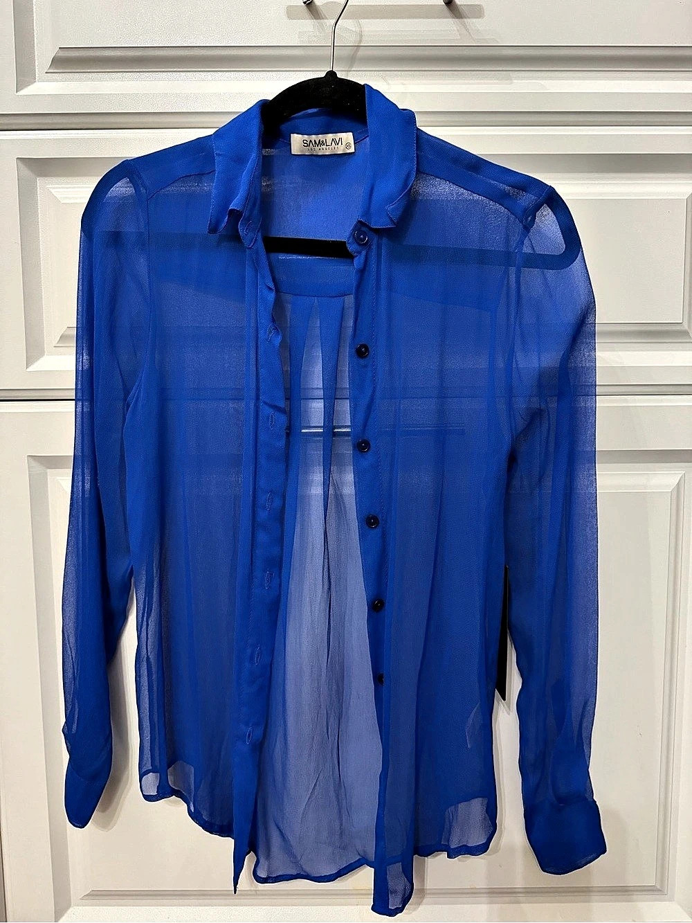 Sam & Lavi Sheer Button Down in Blue Size XS NWT